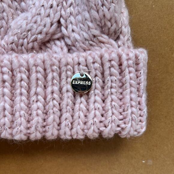 Express Women's Pink Knit Pom Tip Beanie One Size. NEW - Picture 3 of 7